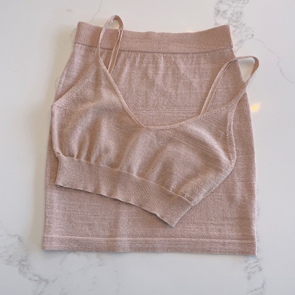 SUPERDOWN Paulina Lurex Knit Set in Rose Gold - Picture 2 of 4